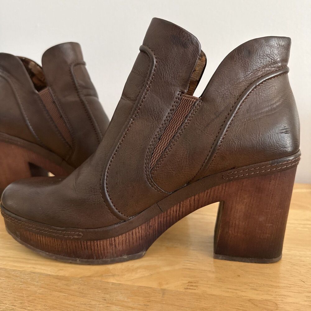 Korks Womens 9.5 Robin Y2K Clog Platform Chunky Wooden Look Heel Bootie Brown - Picture 9 of 11
